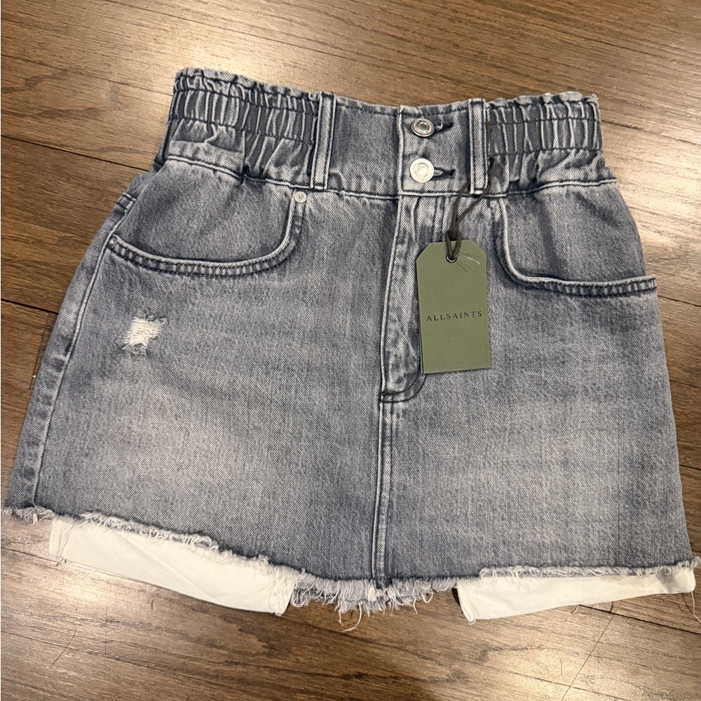 NWT All saints Washed Gray Denim Skirt, US2